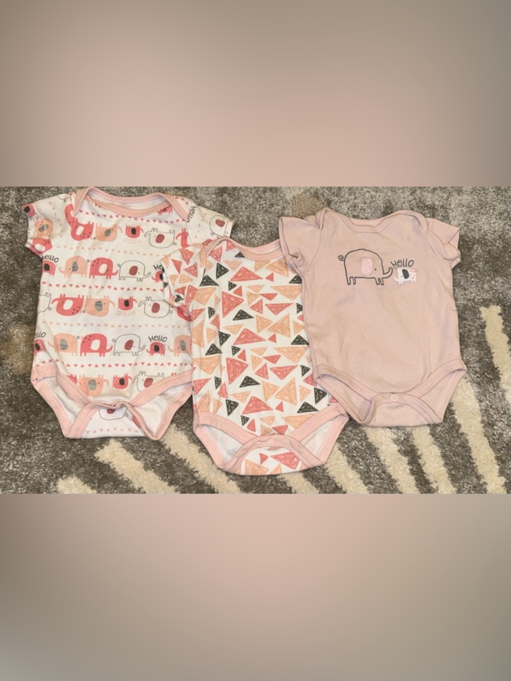 Chick Pea 3-6 Months Baby Girls Pink One-Piece Bodysuit 3 pack